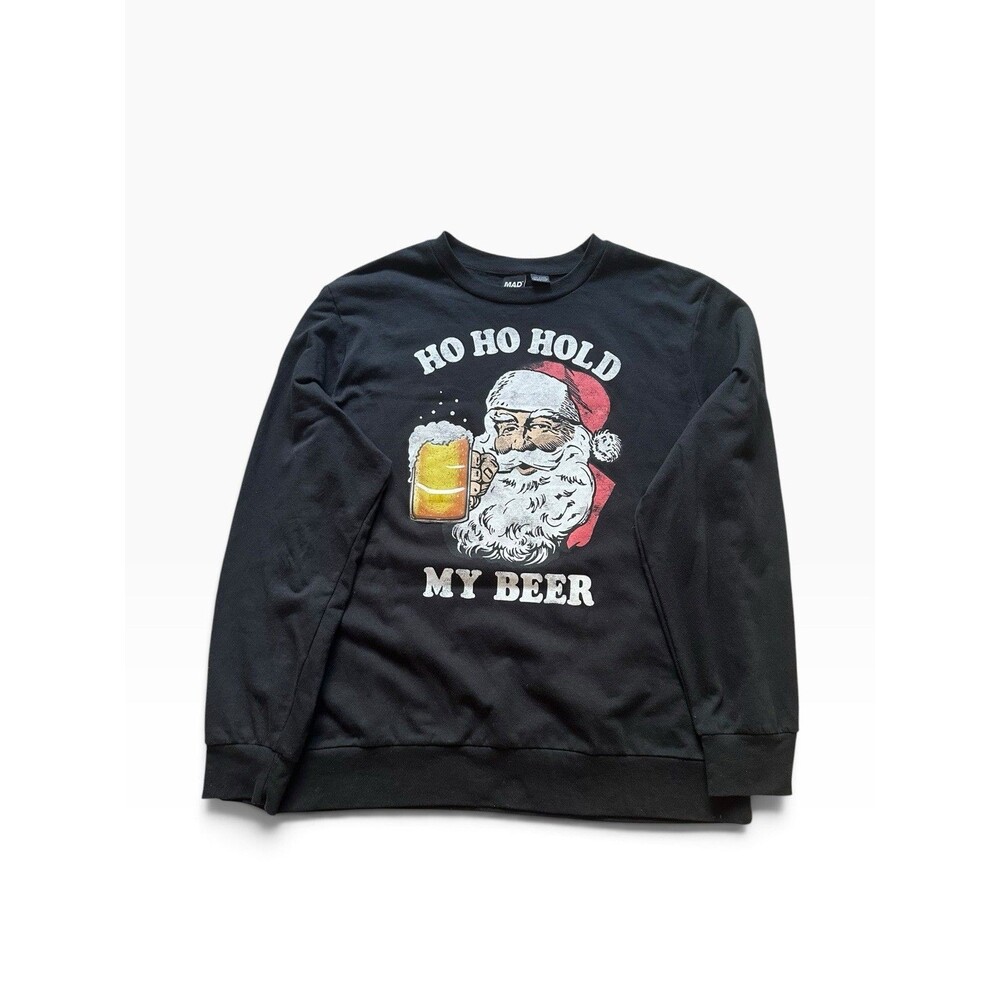 Mad Engine Ho Ho Hold My Beer Santa Christmas Sweatshirt XXL Ugly Sweater